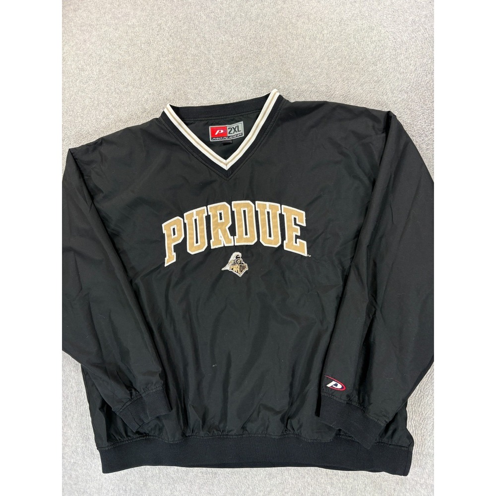 Purdue Boilermakers Stitched Logo Campus Windbreaker Pullover (Men's 2XL) Black